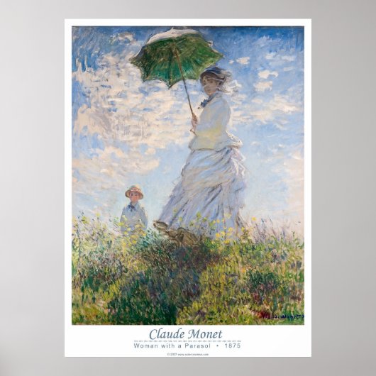 Vrouw met Parasol - Madame Monet en haar zoon Poster (Voorkant)