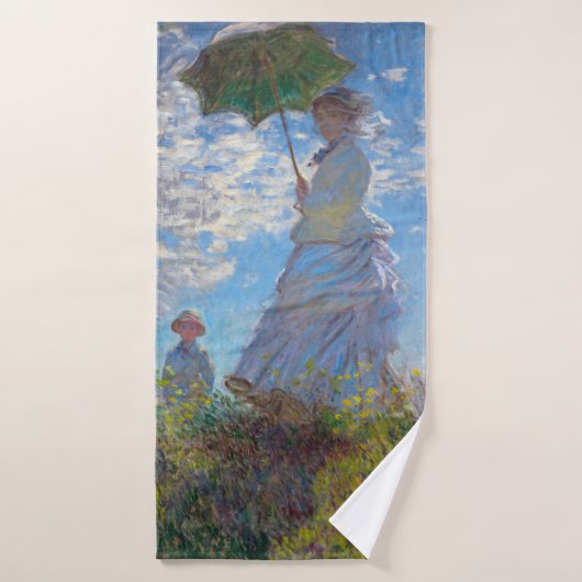Vrouw met Parasol, Monet Badhanddoek (Badhanddoek)