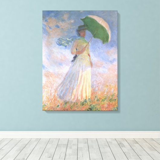 Vrouw met Parasol Monet Fine Art Canvas Afdruk (Insitu (Houten vloer))