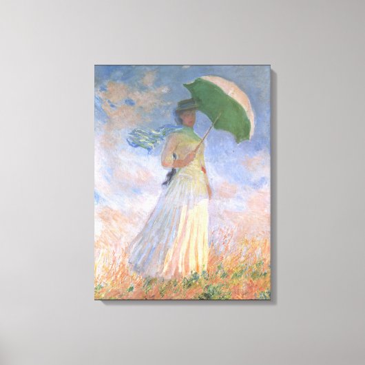 Vrouw met Parasol Monet Fine Art Canvas Afdruk (Voorkant)