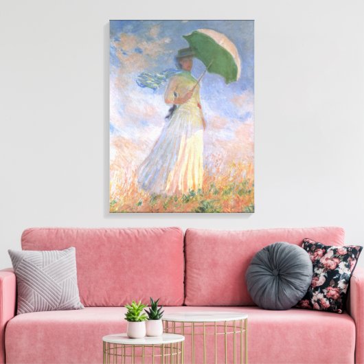 Vrouw met Parasol Monet Fine Art Canvas Afdruk (Insitu (Woonkamer))