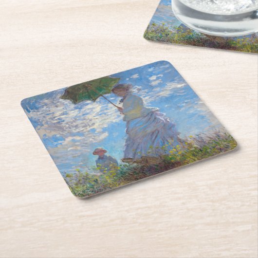 Vrouw met Parasol, Monet Kartonnen Onderzetters (Schuin)
