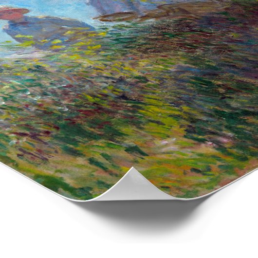 Vrouw met Parasol, Monet Poster (Hoek)