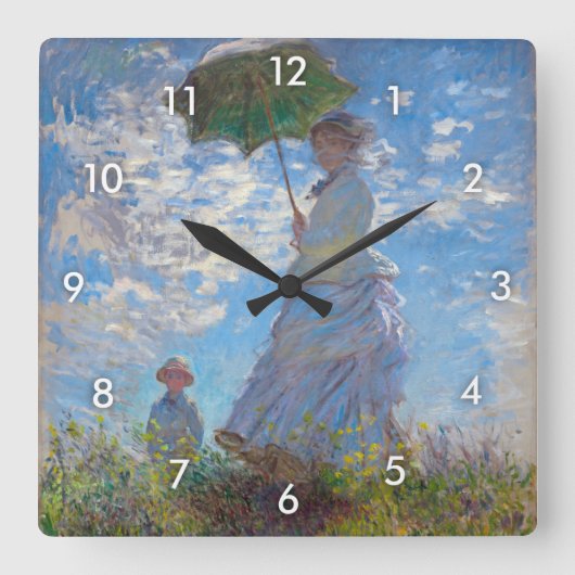 Vrouw met Parasol, Monet Vierkante Klok (Voorkant)