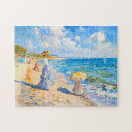 Vrouw met parasol op het strand Impressionisme Legpuzzel