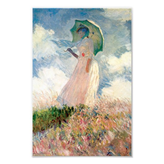 Vrouw met Parasol Promenade Monet Foto Afdruk (Voorkant)