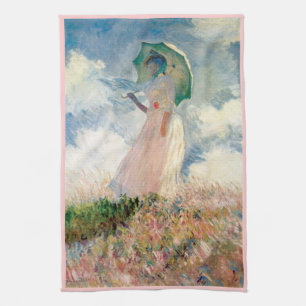 Vrouw met Parasol Promenade Monet Theedoek