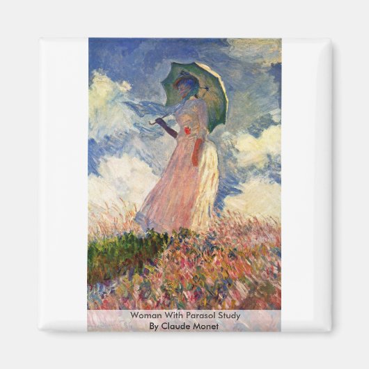Vrouw met parasol Studie door Claude Monet Magneet (Voorkant)