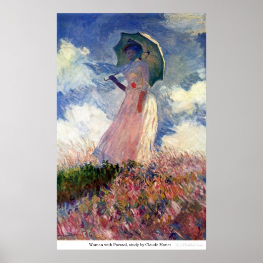 Vrouw met Parasol, studie van Claude Monet Poster (Voorkant)
