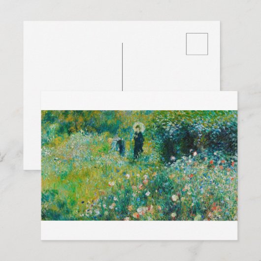 Vrouw met Parasol, tuin, renoir Briefkaart (Voorkant / Achterkant)