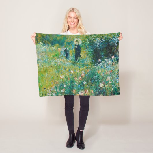 Vrouw met Parasol, tuin, renoir Fleece Deken (In situ)