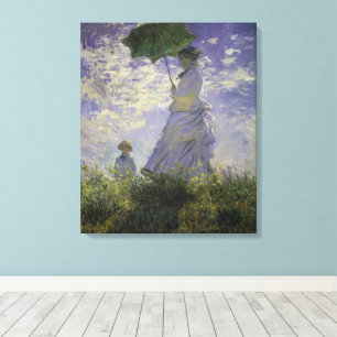 Vrouw met Parasol van Claude Monet, Vintage Kunst Canvas Afdruk