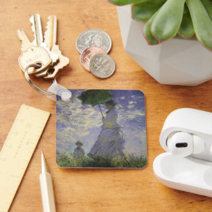 Vrouw met parasol van Claude Monet, Vintage Kunst Sleutelhanger
