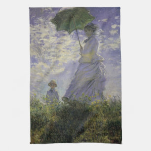 Vrouw met Parasol van Claude Monet, Vintage Kunst Theedoek