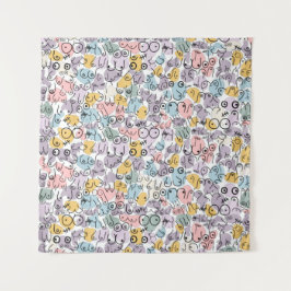 vrouw met pastelkleurige borsten wandkleed