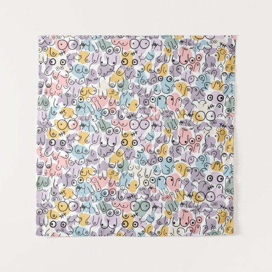 vrouw met pastelkleurige borsten wandkleed (Voorkant)