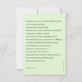 Vrouw met patiëntengebedskaart, Romans 5 (Achterkant)