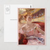 Vrouw met Pearl Ketting in Loge Mary Cassatt Briefkaart (Voorkant / Achterkant)