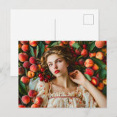 Vrouw met perziken en kersen briefkaart (Voorkant / Achterkant)