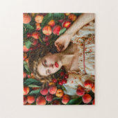 Vrouw met perziken en kersen legpuzzel (Verticaal)