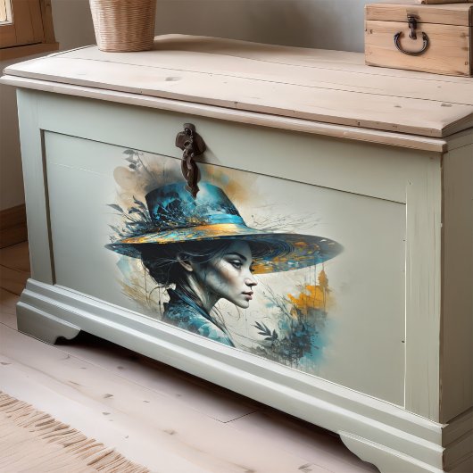 Vrouw met pet - decoupage - tissuepapier