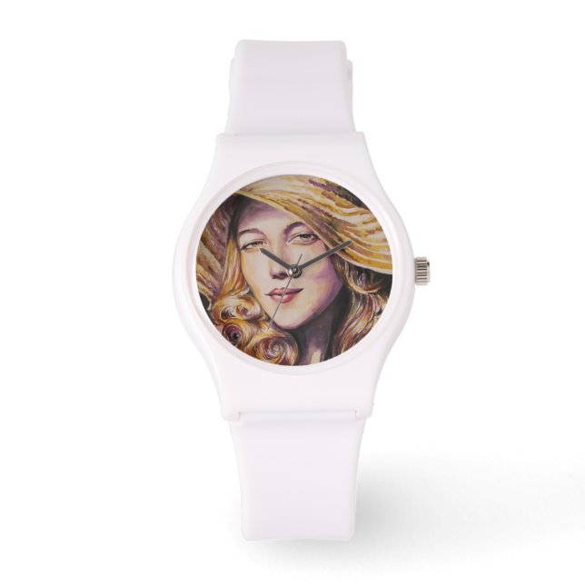 Vrouw met pet horloge (Voorkant)