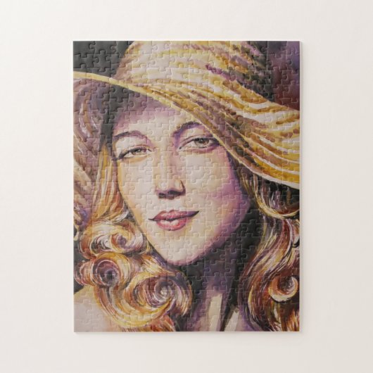 Vrouw met pet legpuzzel (Verticaal)