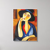 Vrouw met Pet Modern Painting Canvas Afdruk (Voorkant)