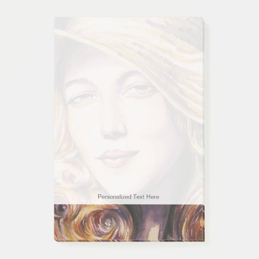 Vrouw met pet post-it® notes (Voorkant)