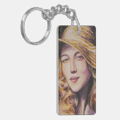 Vrouw met pet sleutelhanger (Voorkant Links)