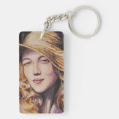 Vrouw met pet sleutelhanger (achterkant)