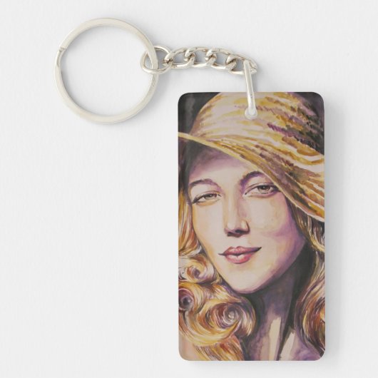 Vrouw met pet sleutelhanger (Voorkant)