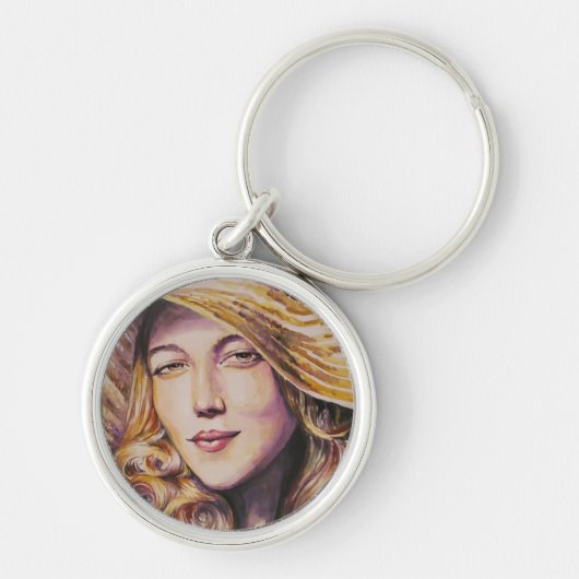 Vrouw met pet sleutelhanger (Voorkant)