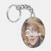 Vrouw met pet sleutelhanger (Voorkant Links)