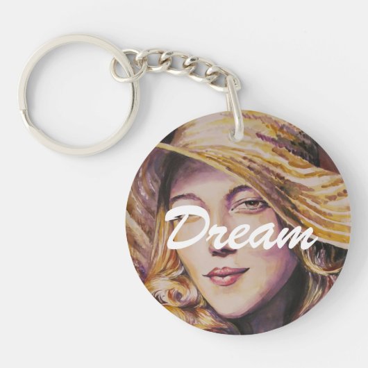 Vrouw met pet sleutelhanger (Voorkant)