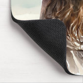 Vrouw met Pet van strand Muismat (Hoek)