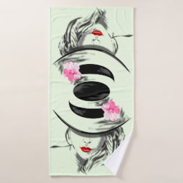 Vrouw met Petten keukendoek - Aangepaste kleuren Badhanddoek