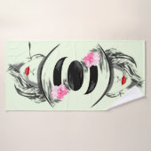 Vrouw met Petten keukendoek - Aangepaste kleuren Badhanddoek (Badhanddoek)