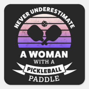 Vrouw met Pickleball Paddle Funny Gift Vierkante Sticker
