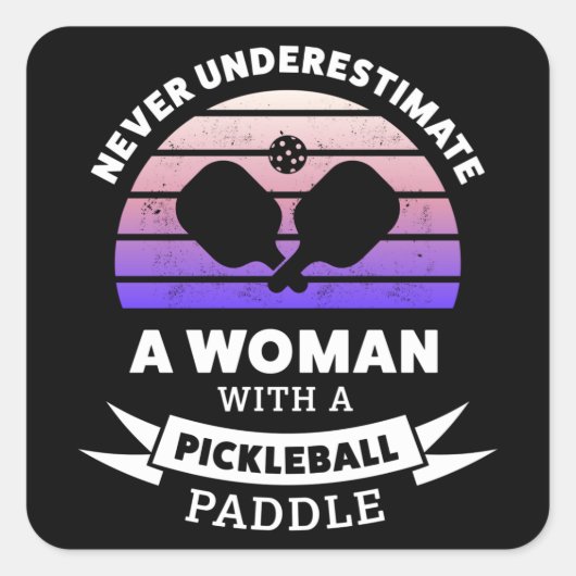 Vrouw met Pickleball Paddle Funny Gift Vierkante Sticker (Voorkant)
