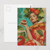 Vrouw met Pizza en Salade Collage Briefkaart (Voorkant / Achterkant)