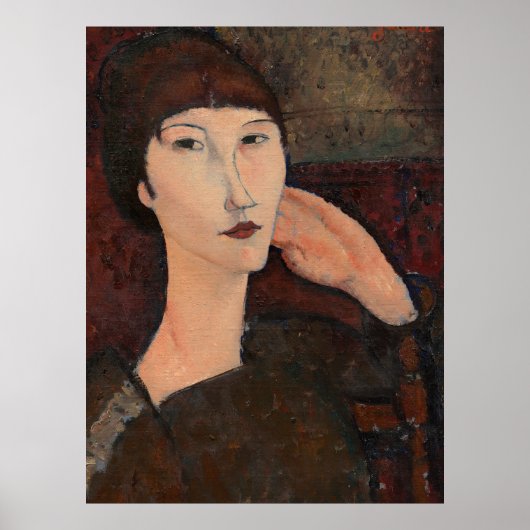 Vrouw met ponyhaar door Amedeo Modigliani Poster (Voorkant)