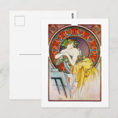 Vrouw met Poppy, Mucha Briefkaart (Voorkant / Achterkant)