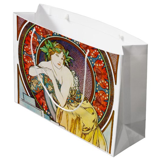 Vrouw met Poppy, Mucha Groot Cadeauzakje (Achterkant Gekanteld)