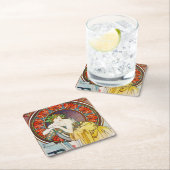 Vrouw met Poppy, Mucha Kartonnen Onderzetters (Insitu)