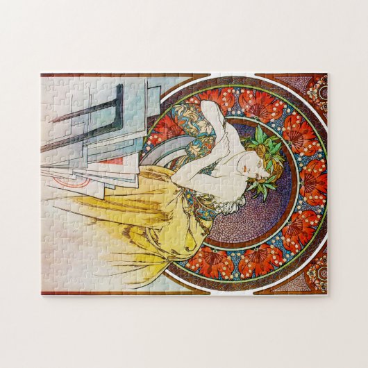 Vrouw met Poppy, Mucha Legpuzzel (Horizontaal)