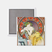 Vrouw met Poppy, Mucha Magneet (Voorkant / Achterkant)