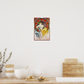 Vrouw met Poppy, Mucha Poster (Keuken)