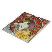 Vrouw met Poppy, Mucha Tegeltje (Zijkant)