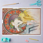 Vrouw met Poppy, Mucha Tissuepapier (Craft)